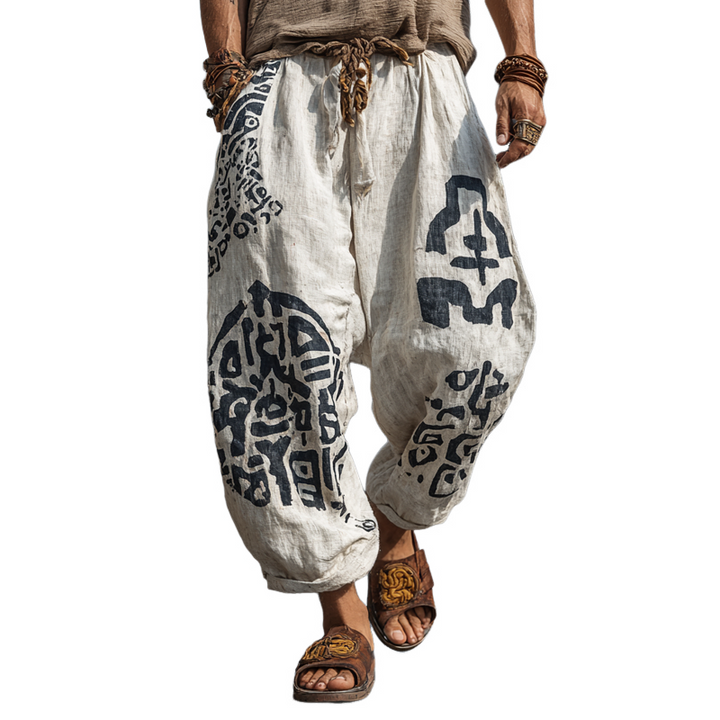 Men's Loose-Fit Bohemian Print Trousers - Style MTA0412G6X