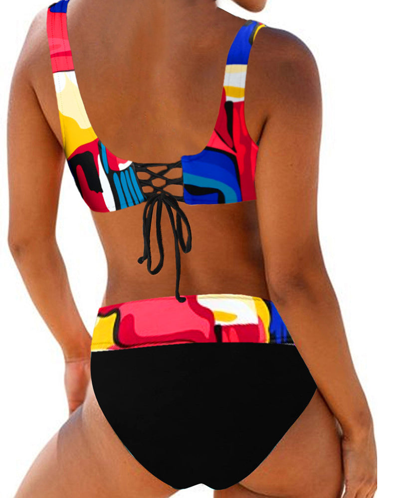 Bikini multicolor con top cruzado para mujer