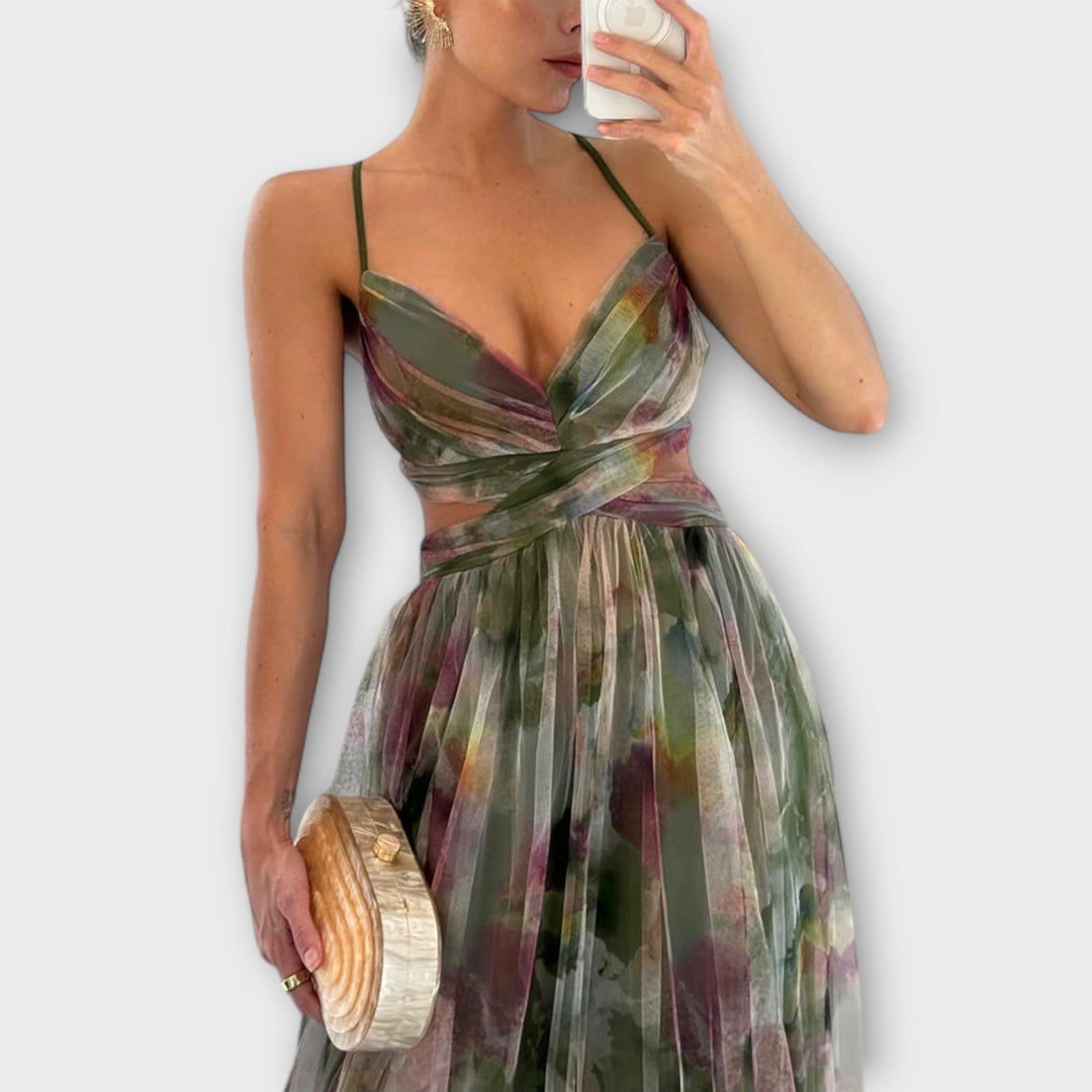Vestido Maxi Ligero con Tirantes Finos y Caída Fluida