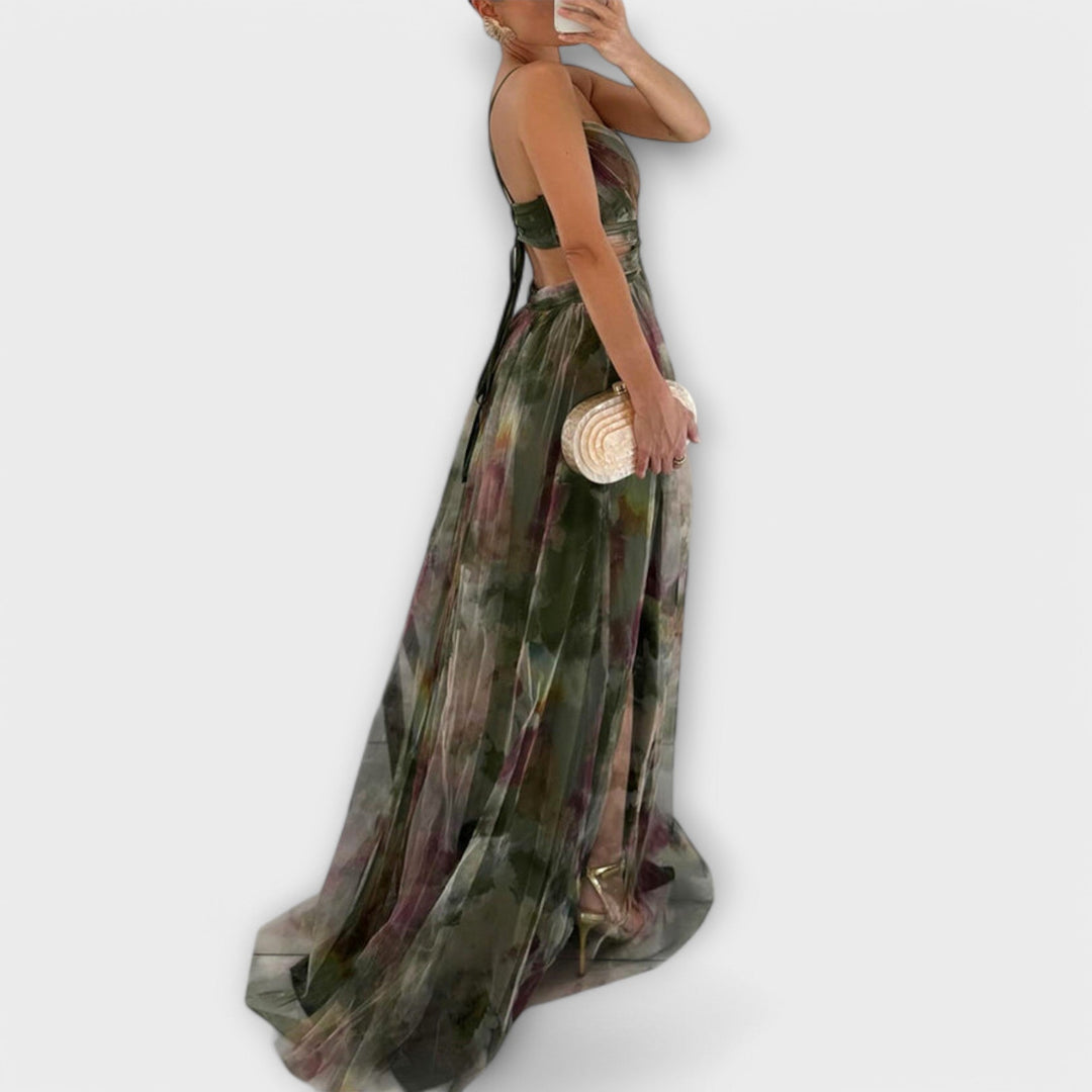 Vestido Maxi Ligero con Tirantes Finos y Caída Fluida