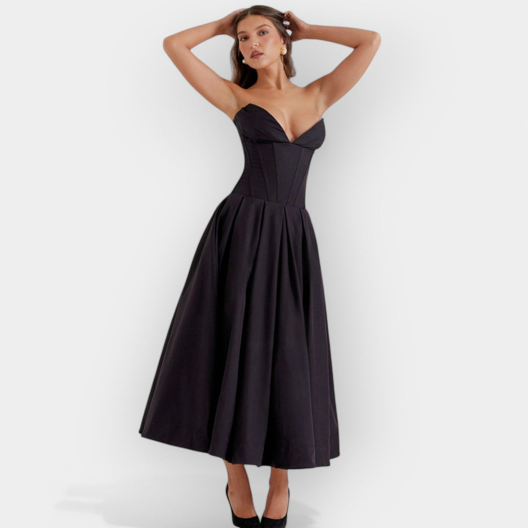 Vestido Largo Estampado Elegante de Cintura Alta