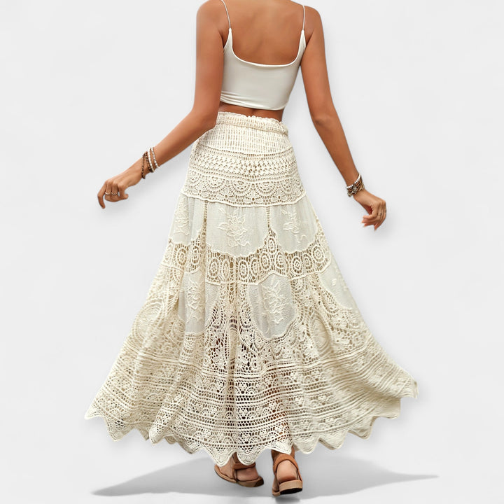 Falda midi de encaje