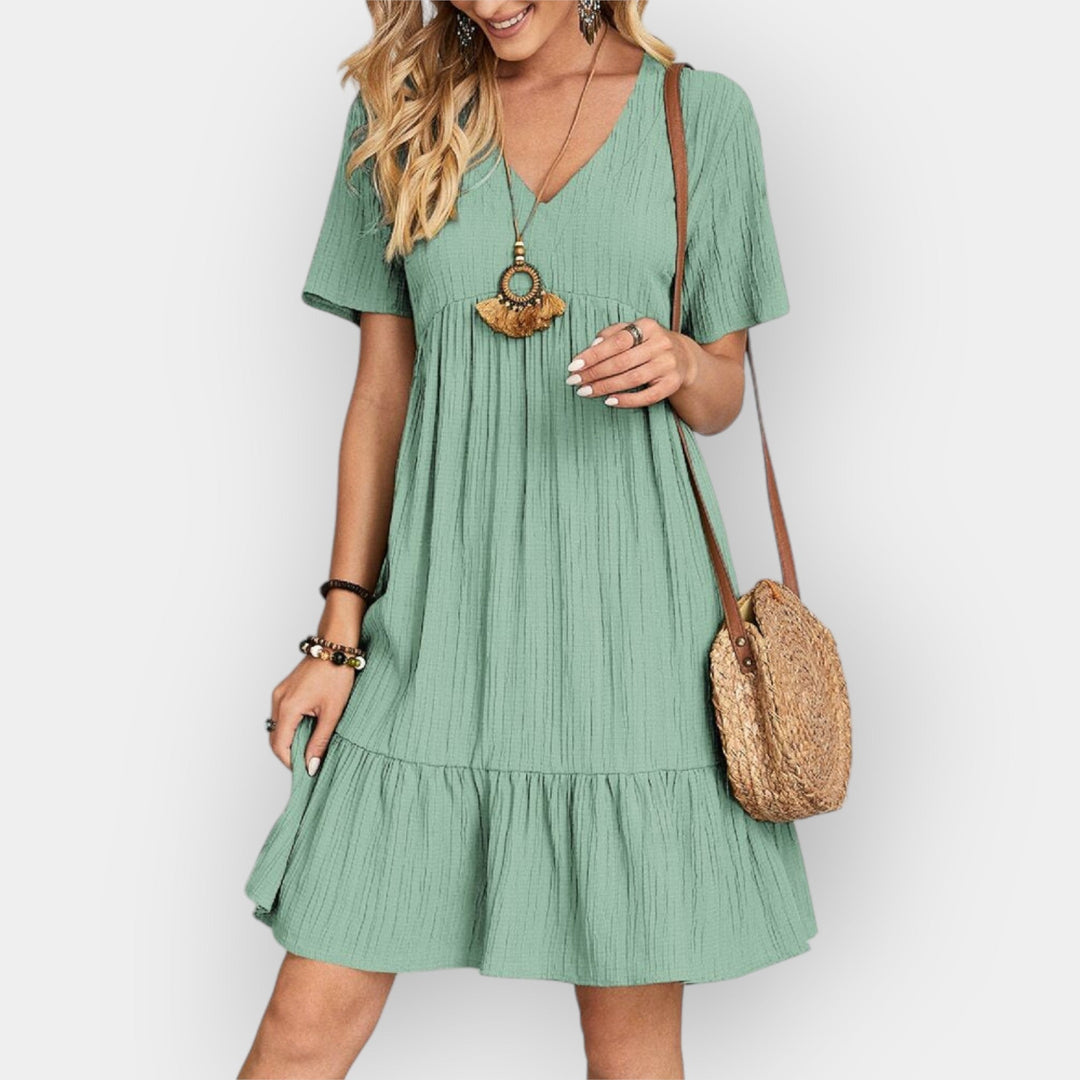 Vestido Midi Fluido con Escote en V Favorecedor