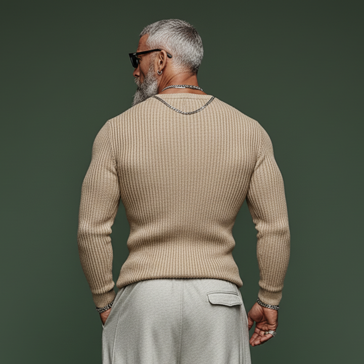 Men's Slim Fit Classic Henley Sweater with Tough Casual Style - MTA2871J6K