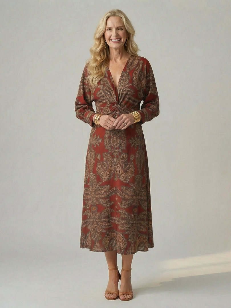 Soledad | Vestido Midi Envueltos Natural