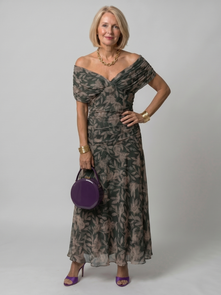 Marisol | Vestido Midi Off Shoulder con Fluidez