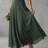 Eugenia | Vestido Midi Drapado con Hombros Descubiertos