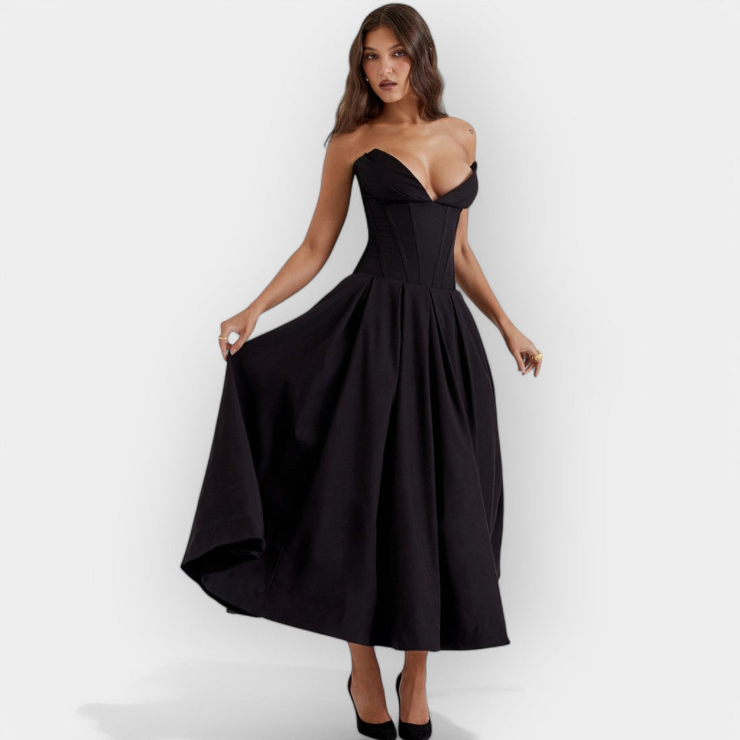 Vestido Largo Estampado Elegante de Cintura Alta