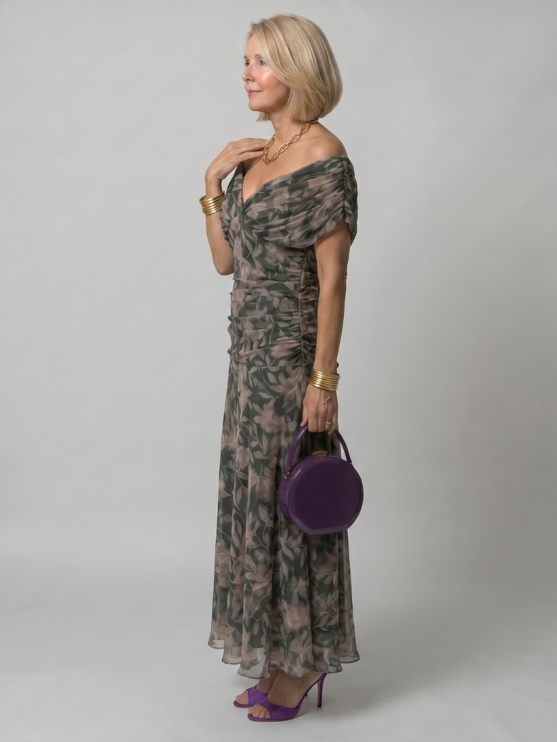 Marisol | Vestido Midi Off Shoulder con Fluidez