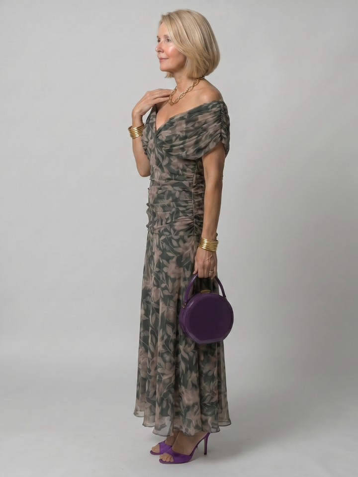 Marisol | Vestido Midi Off Shoulder con Fluidez
