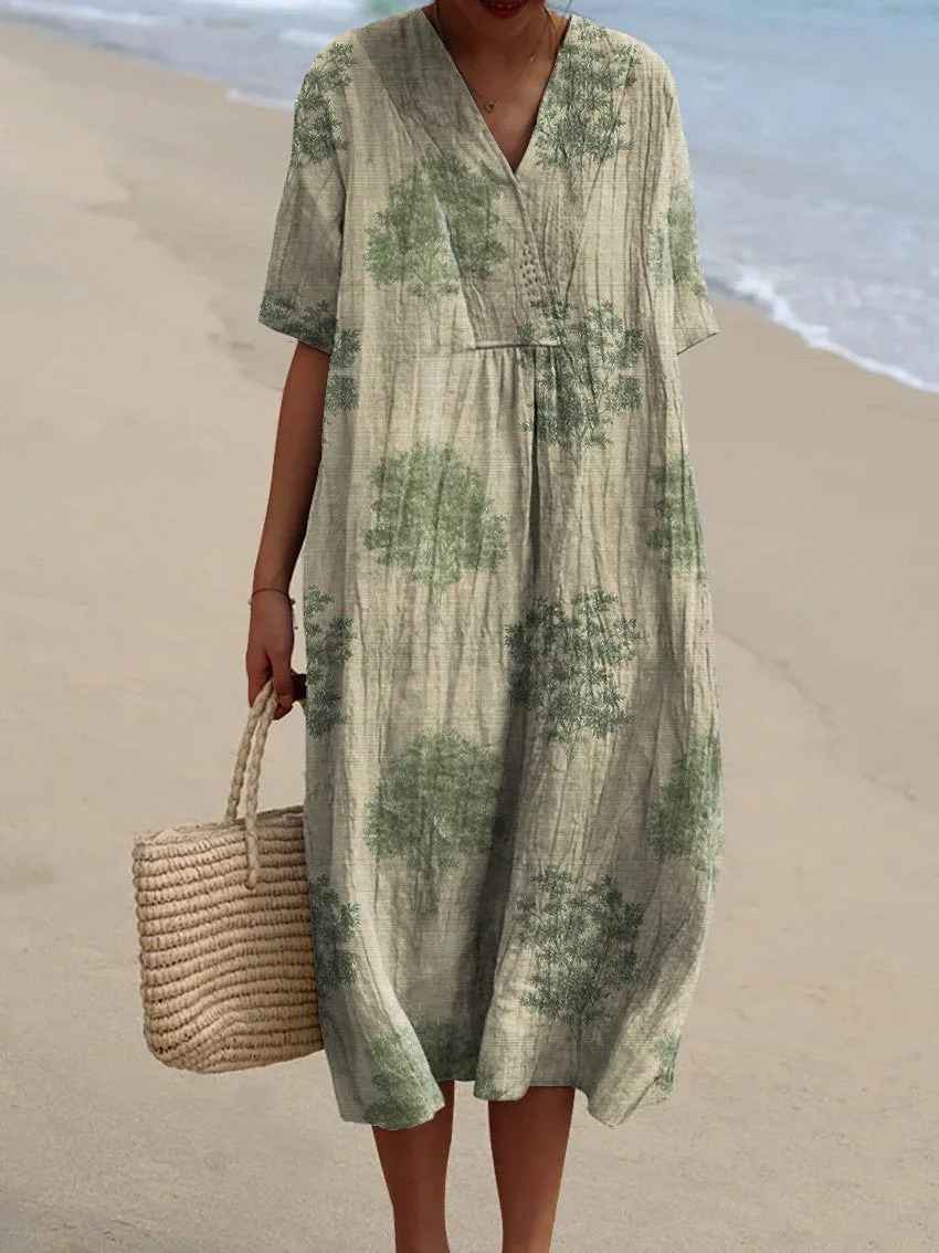 Vestido Casual Flowy con Estampado Floral Vintage para Mujeres