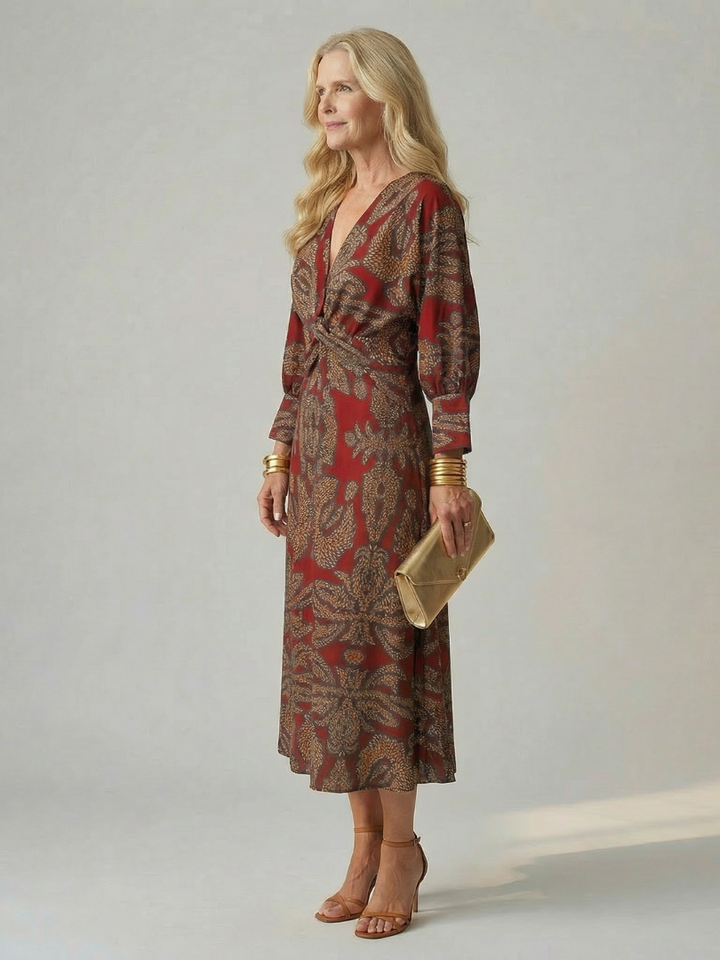 Soledad | Vestido Midi Envueltos Natural