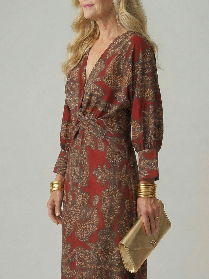 Soledad | Vestido Midi Envueltos Natural