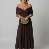 Marisol | Vestido Midi Off Shoulder con Fluidez