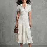 Rocío | Vestido midi con cintura plisada y rayas