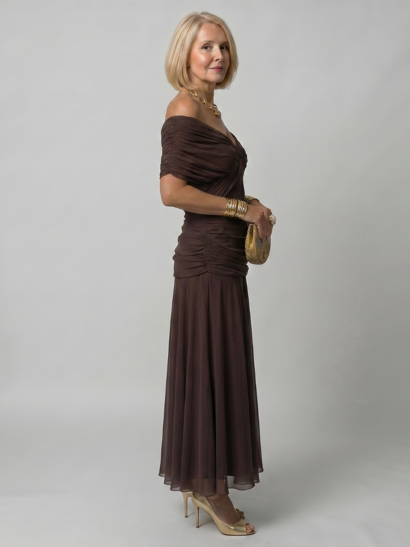 Marisol | Vestido Midi Off Shoulder con Fluidez
