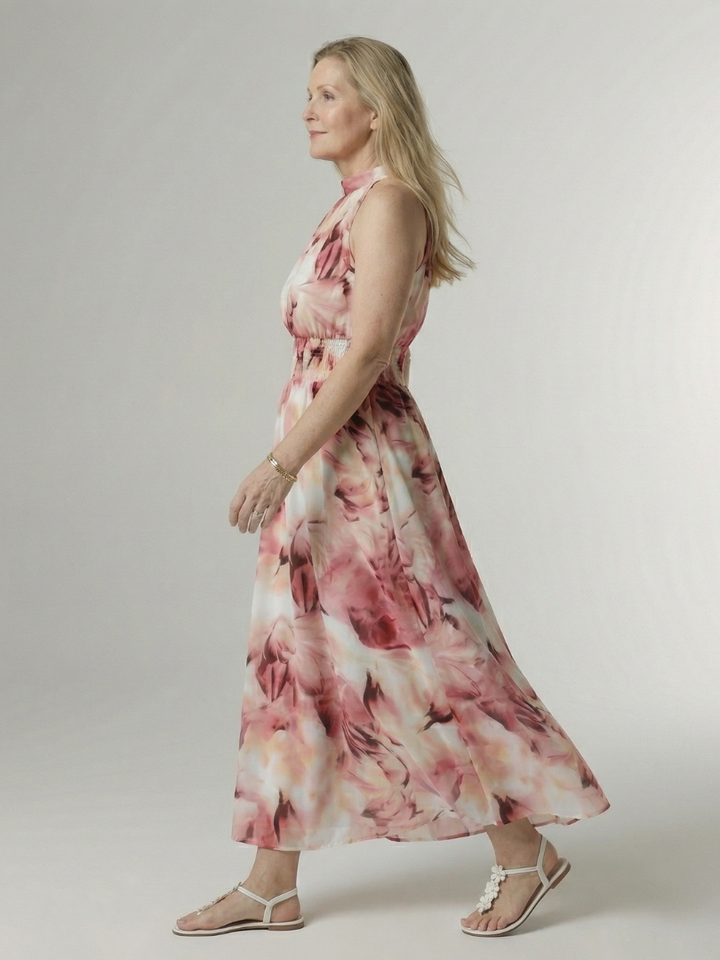 Constanza | Vestido Midi con Cuello Halter Fruncido