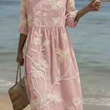 Phoebe | Vestido Midi con Diseño de Plantas y Flores