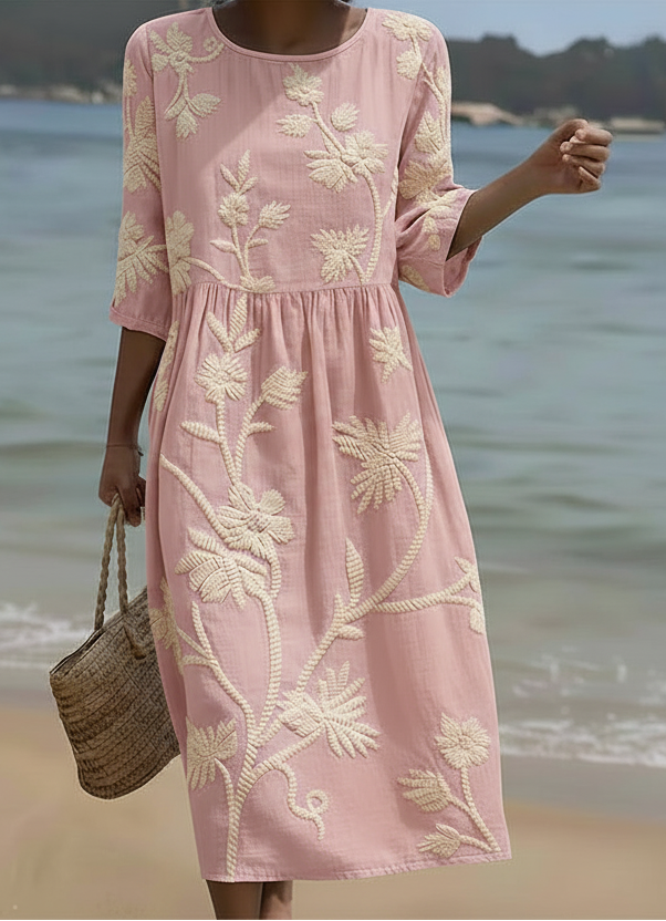 Phoebe | Vestido Midi con Diseño de Plantas y Flores