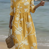 Yassy | Vestido midi con diseño de plantas y flores