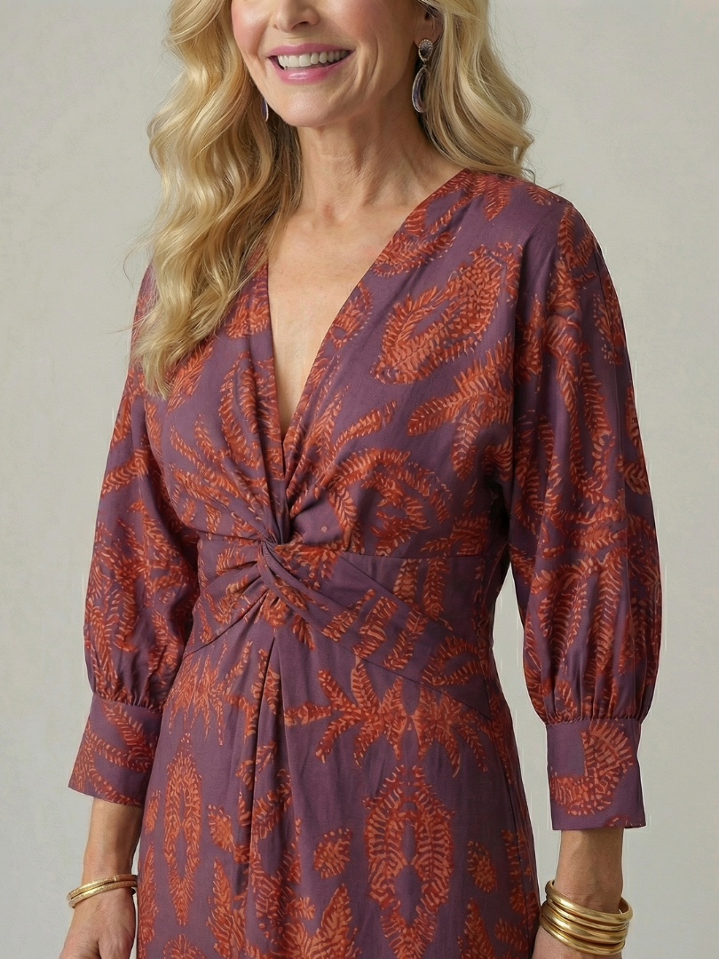 Soledad | Vestido Midi Envueltos Natural