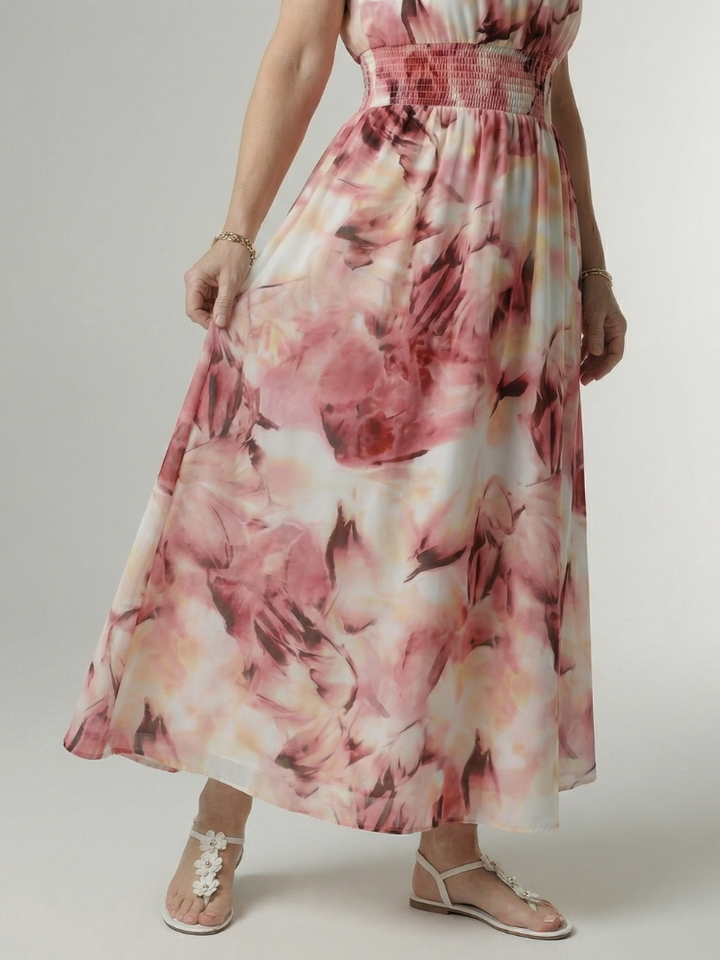 Constanza | Vestido Midi con Cuello Halter Fruncido