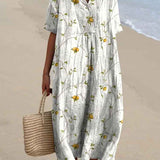 Vestido Casual Flowy con Estampado Floral Vintage para Mujeres
