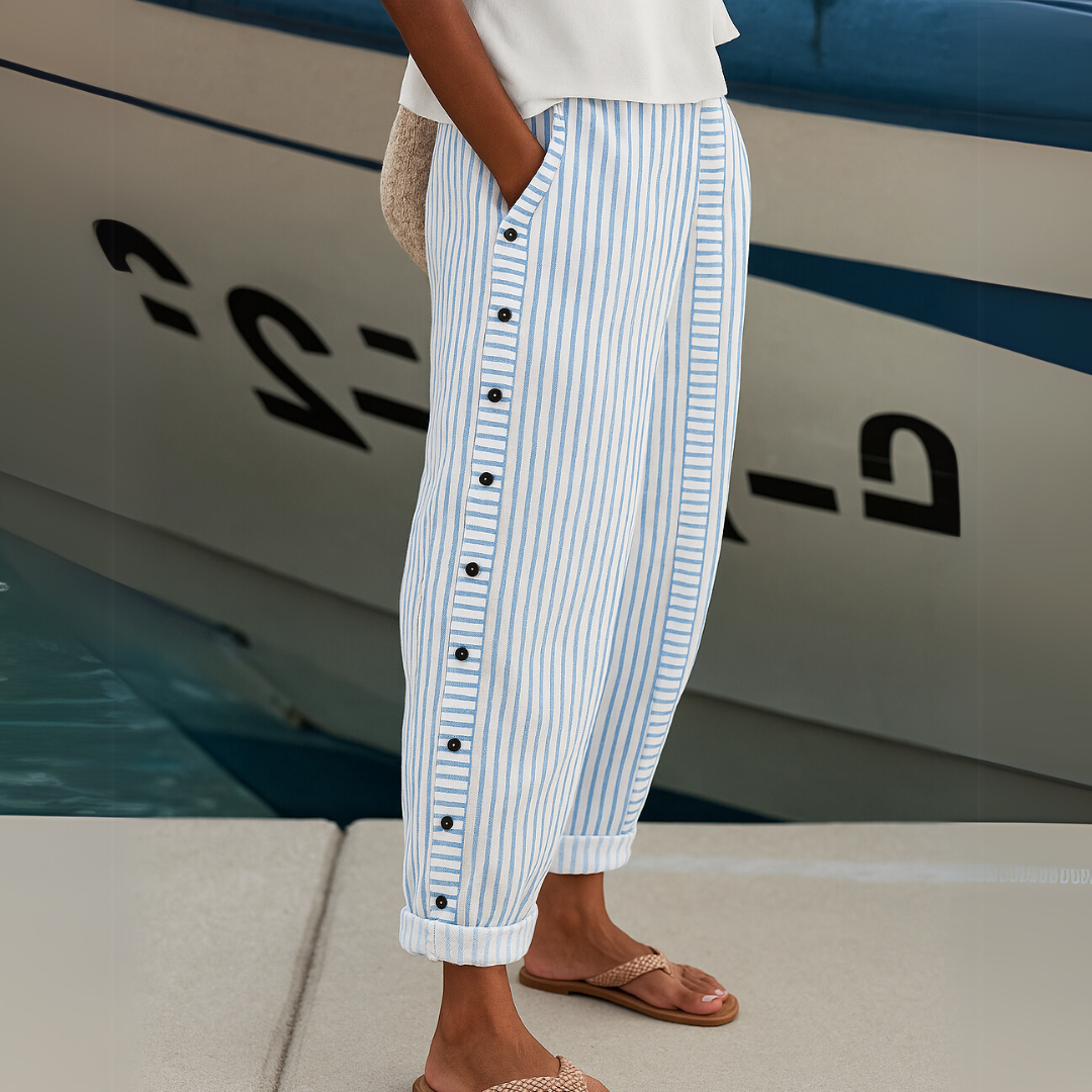 Caitlin™ Pantalón de Rayas con Botones