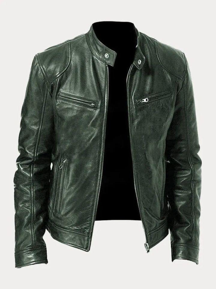 Chaqueta de Cuero Rasmus Signature con Silueta Masculina Atemporal