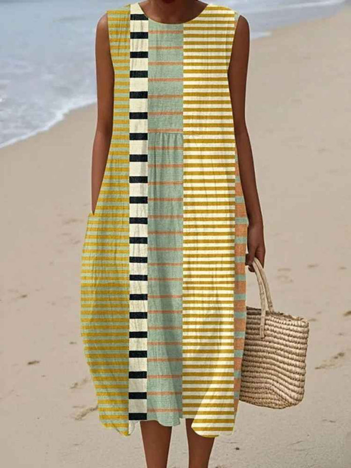 Rosenda - Vestido de Verano con Diseño Geométrico Abstracto