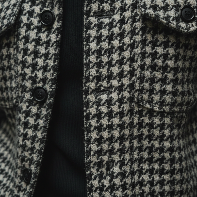 Men's Retro Houndstooth Faux Wool Winter Jacket - Model MTA1203K5P