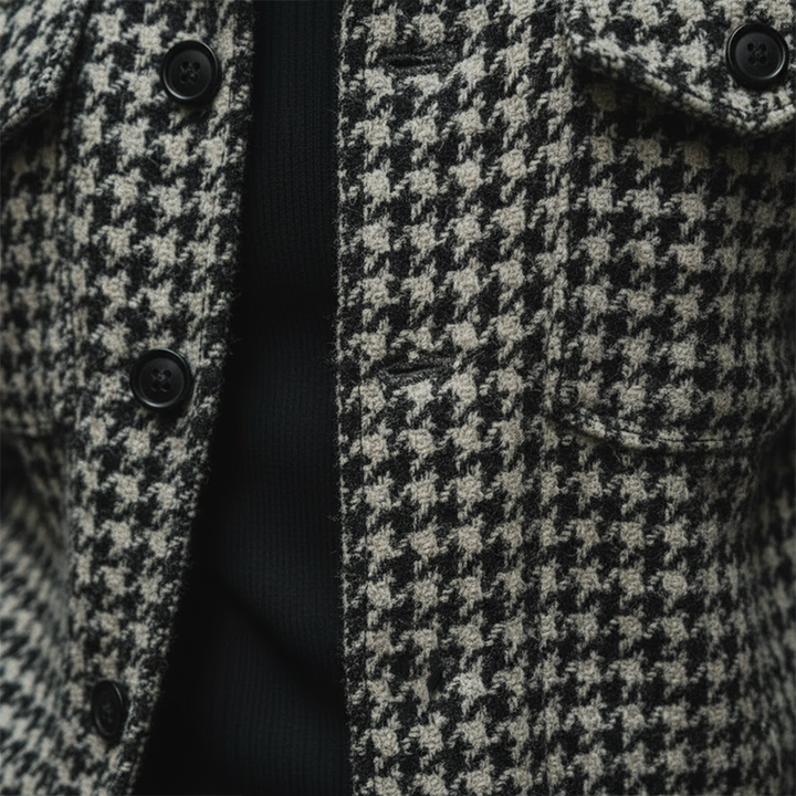 Men's Retro Houndstooth Faux Wool Winter Jacket - Model MTA1203K5P