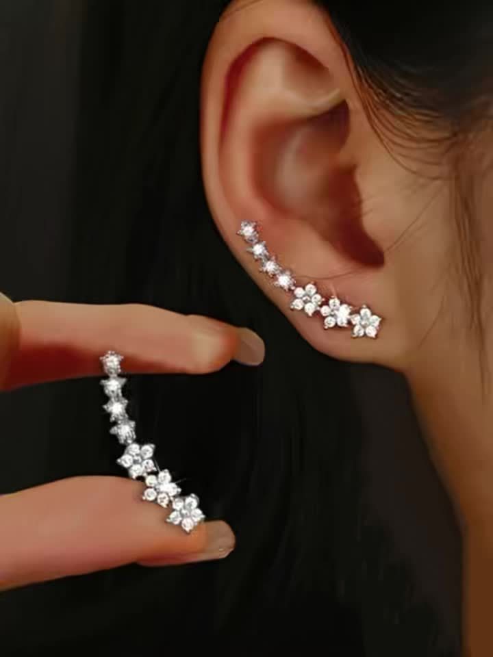 Valeria™ – Pendientes Trepadores de Brillo Floral