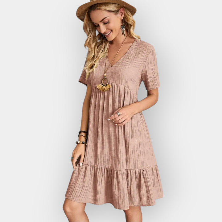 Vestido Midi Fluido con Escote en V Favorecedor
