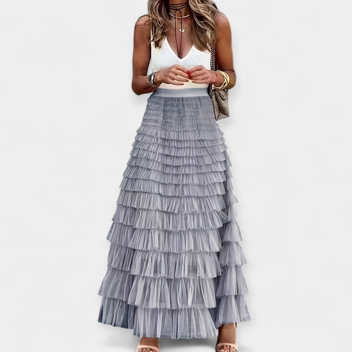 Falda boho con borde de red
