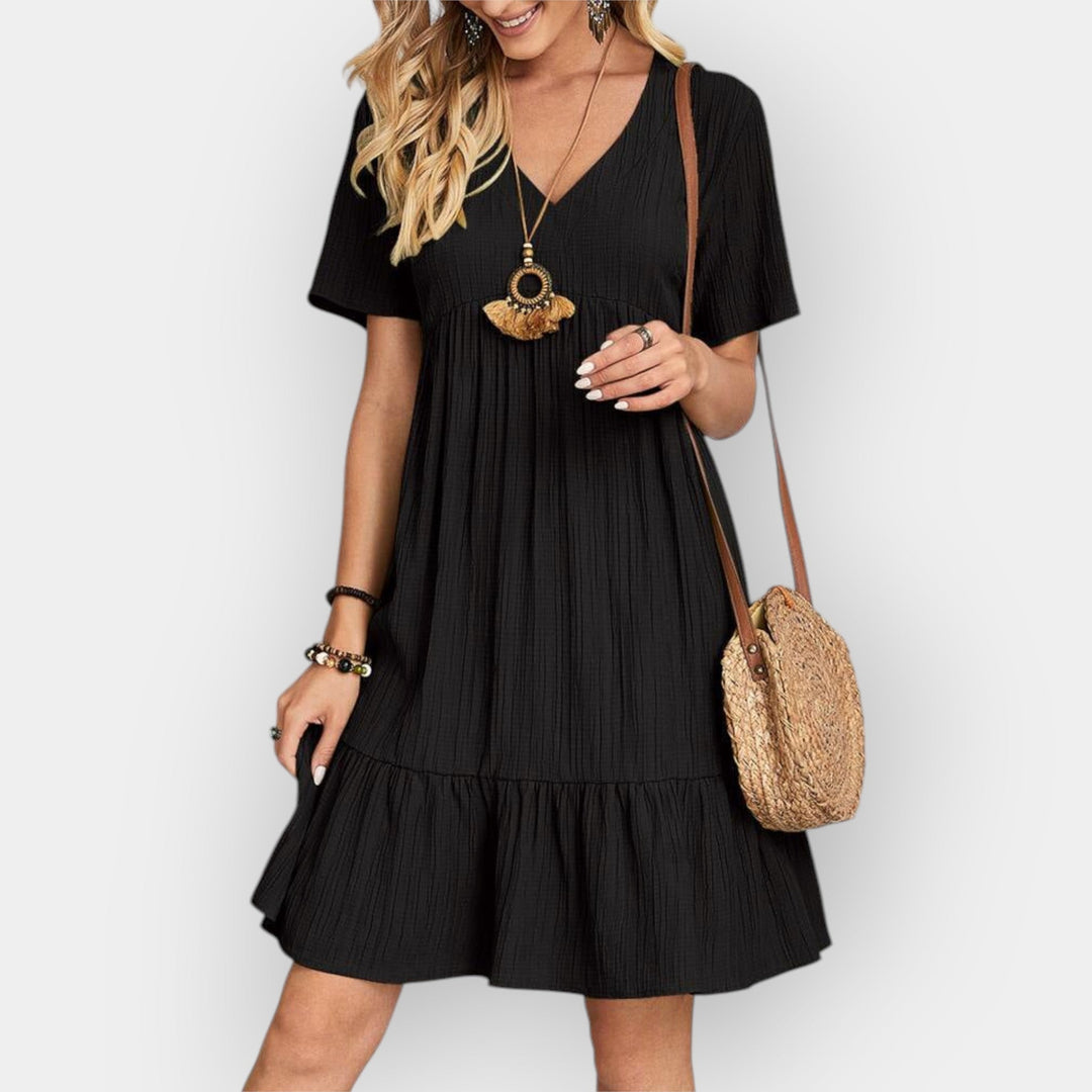 Vestido Midi Fluido con Escote en V Favorecedor