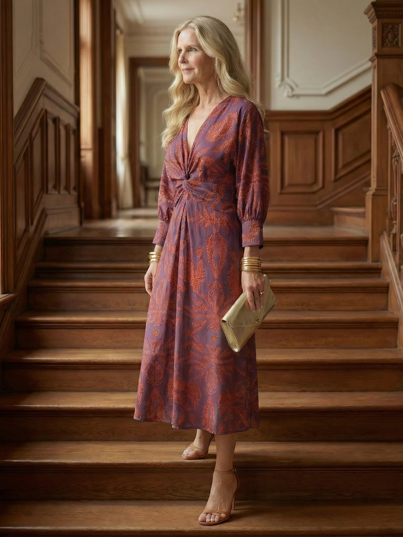 Soledad | Vestido Midi Envueltos Natural