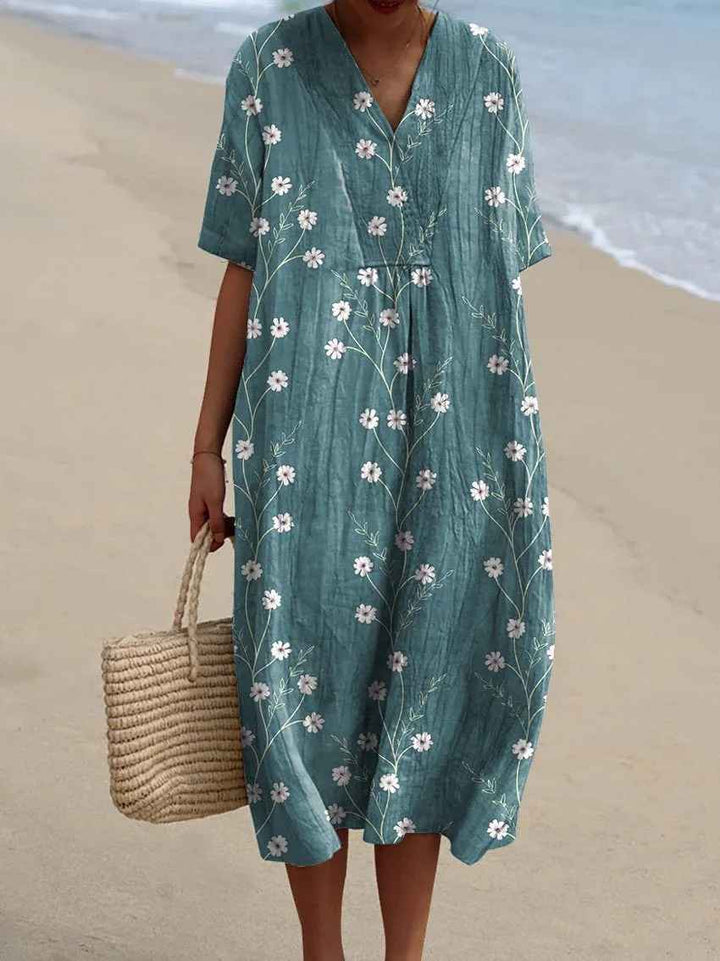 Vestido Casual Flowy con Estampado Floral Vintage para Mujeres