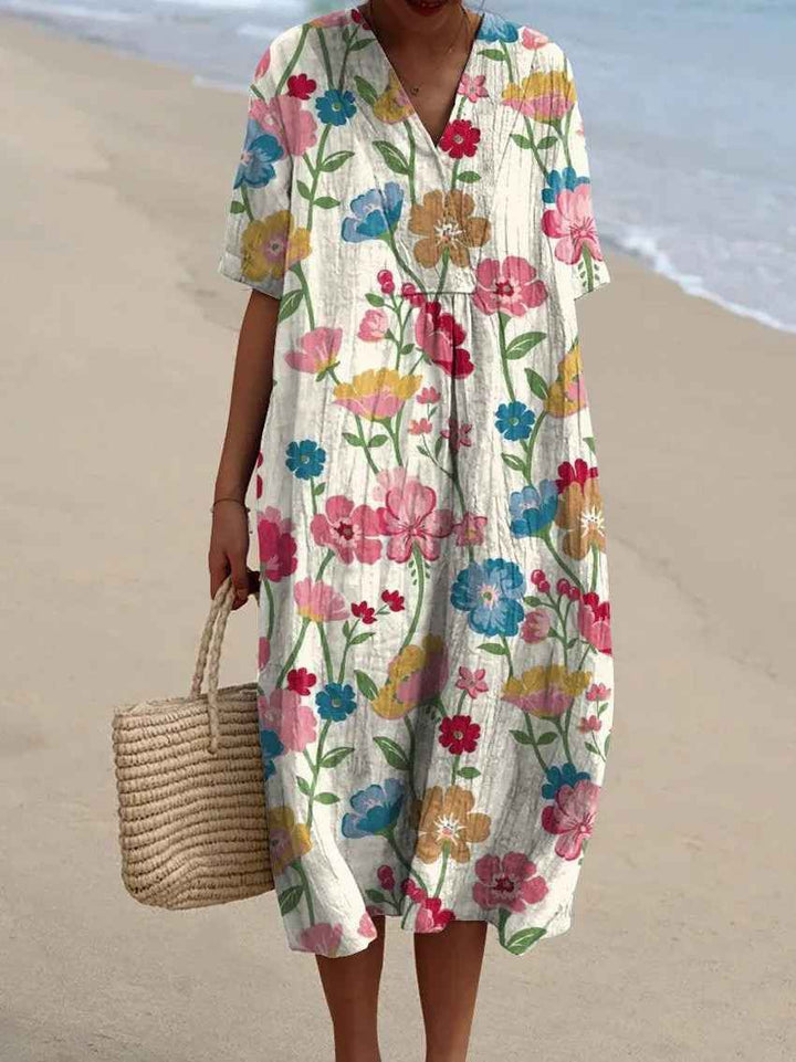 Vestido Casual Flowy con Estampado Floral Vintage para Mujeres