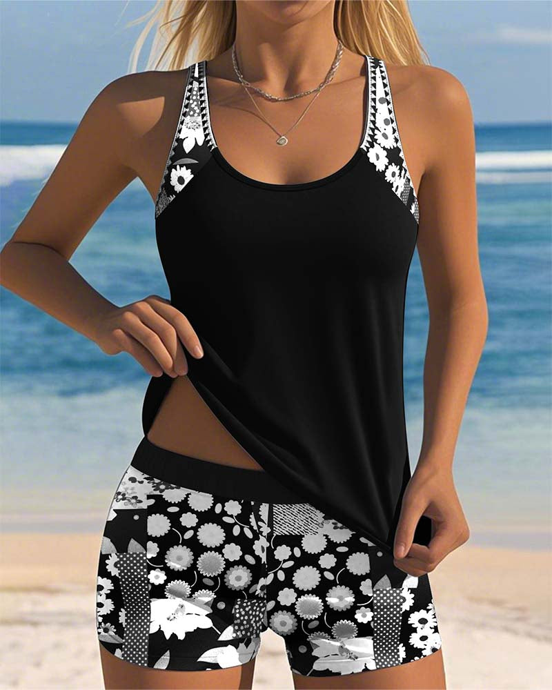 Tankini con short floral para mujer