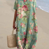 Vestido Casual Flowy con Estampado Floral Vintage para Mujeres