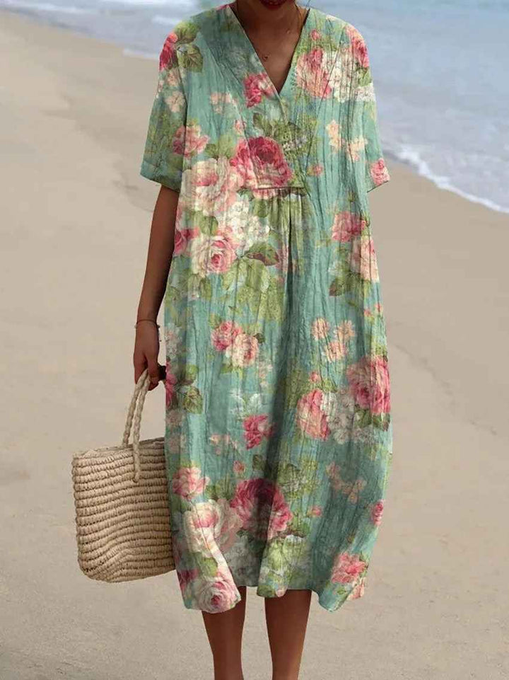 Vestido Casual Flowy con Estampado Floral Vintage para Mujeres