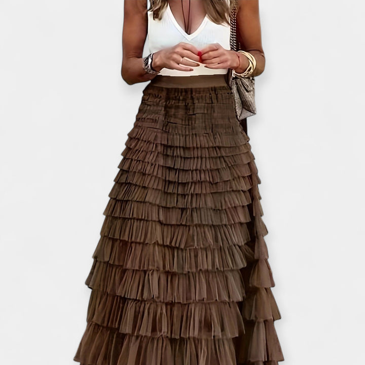 Falda boho con borde de red