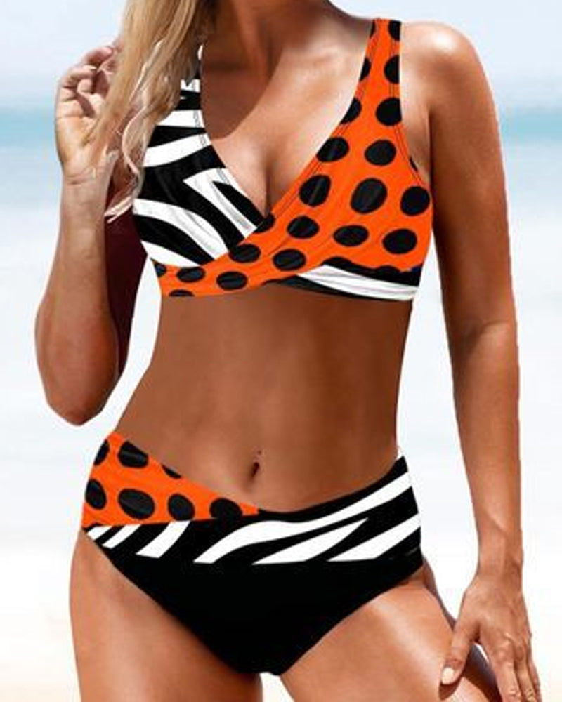 Bikini multicolor con top cruzado para mujer