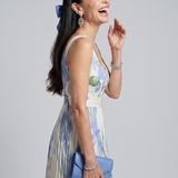 Alejandra | Vestido midi sin mangas con escote cuadrado y estampado floral