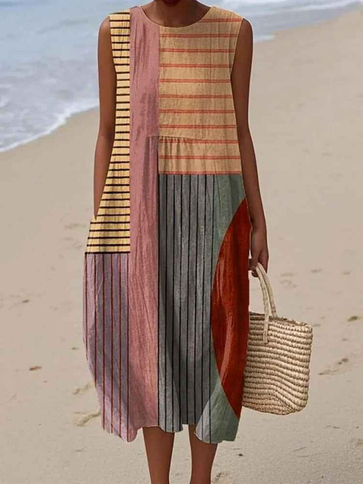 Rosenda - Vestido de Verano con Diseño Geométrico Abstracto