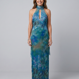 Isabel | Vestido Maxi Sin Mangas con Cuello Halter y Abertura