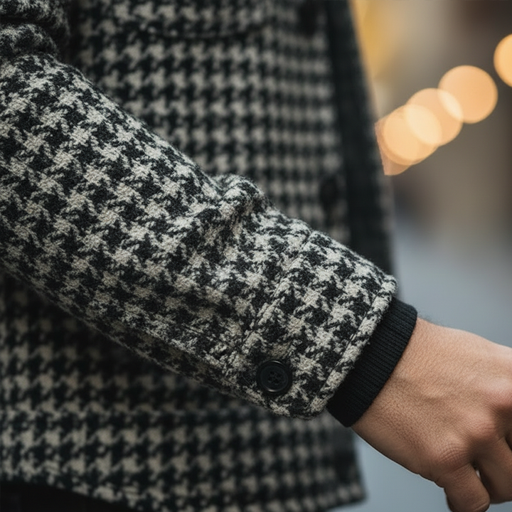 Men's Retro Houndstooth Faux Wool Winter Jacket - Model MTA1203K5P
