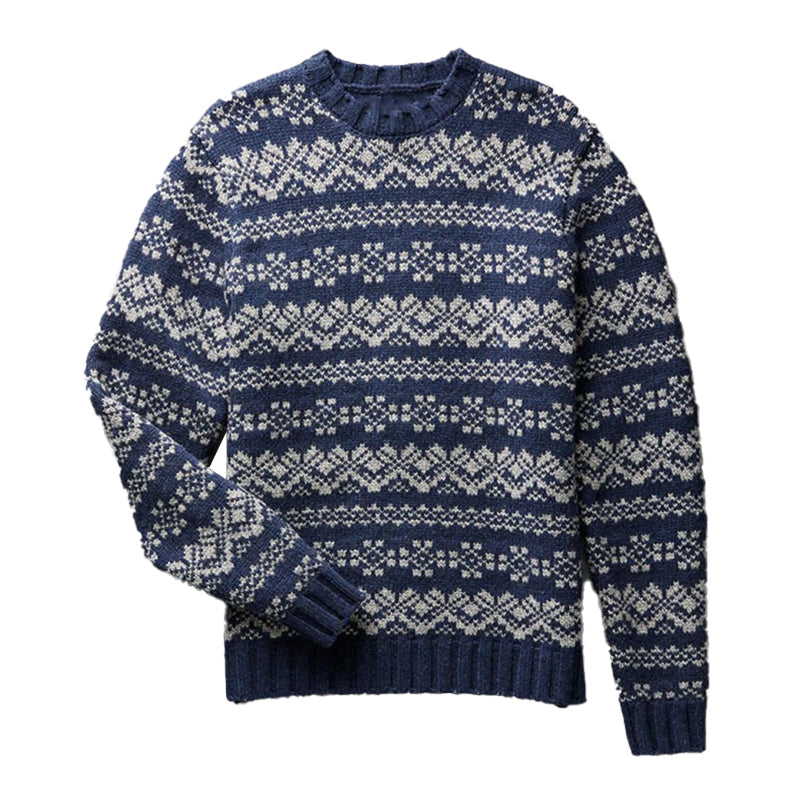 Men's Jacquard Long Sleeve Pullover Sweater