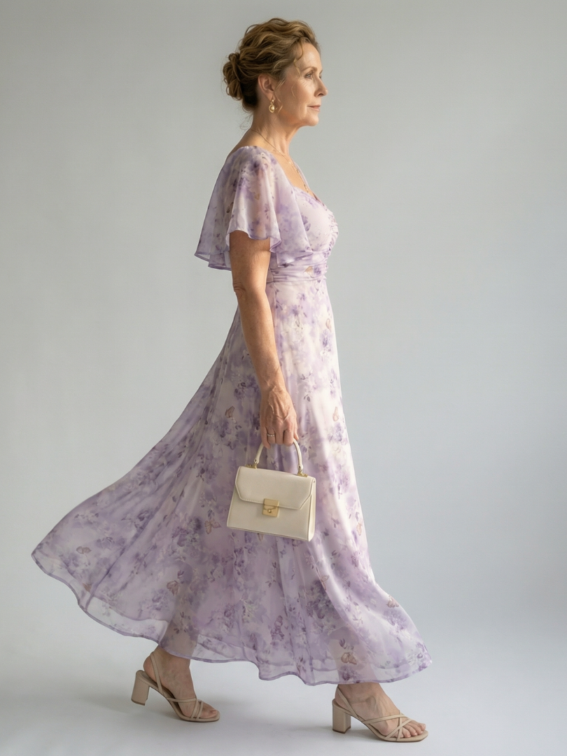 Victoria | Vestido Midi con Mangas Flutter